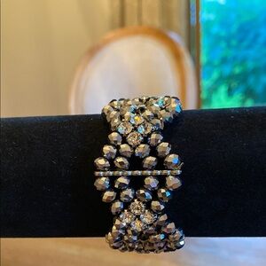 Elegant Silver and Black Beaded Bracelet